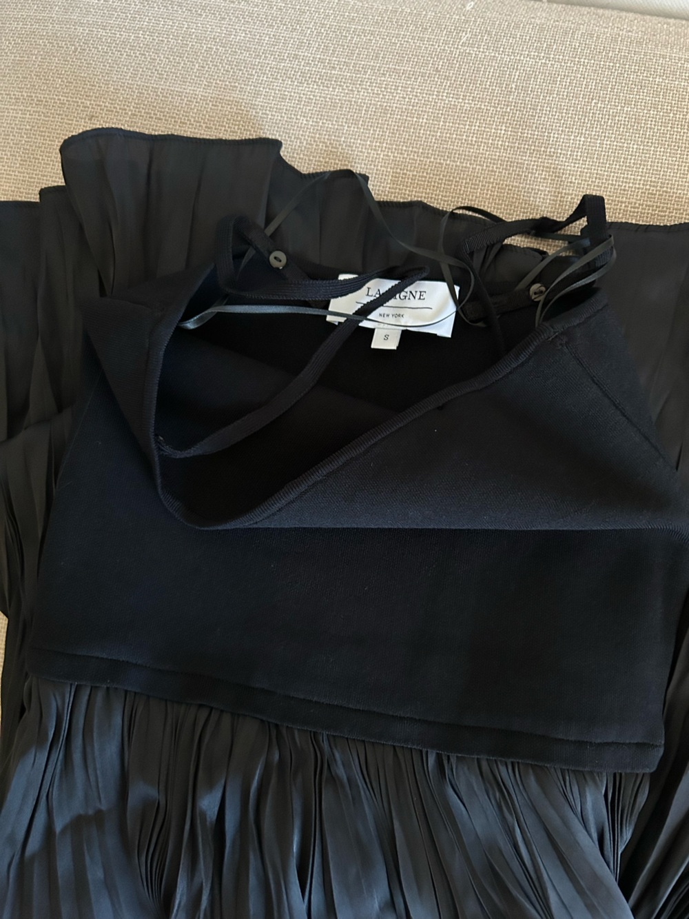 La Ligne Estelle Midi Dress Small Black Noir Classic Stretch - Picture 7 of 9